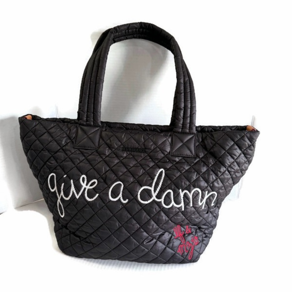 MZ Wallace X Lingua Franca Black
Quilted Tote with Embroidered "Give a damn”